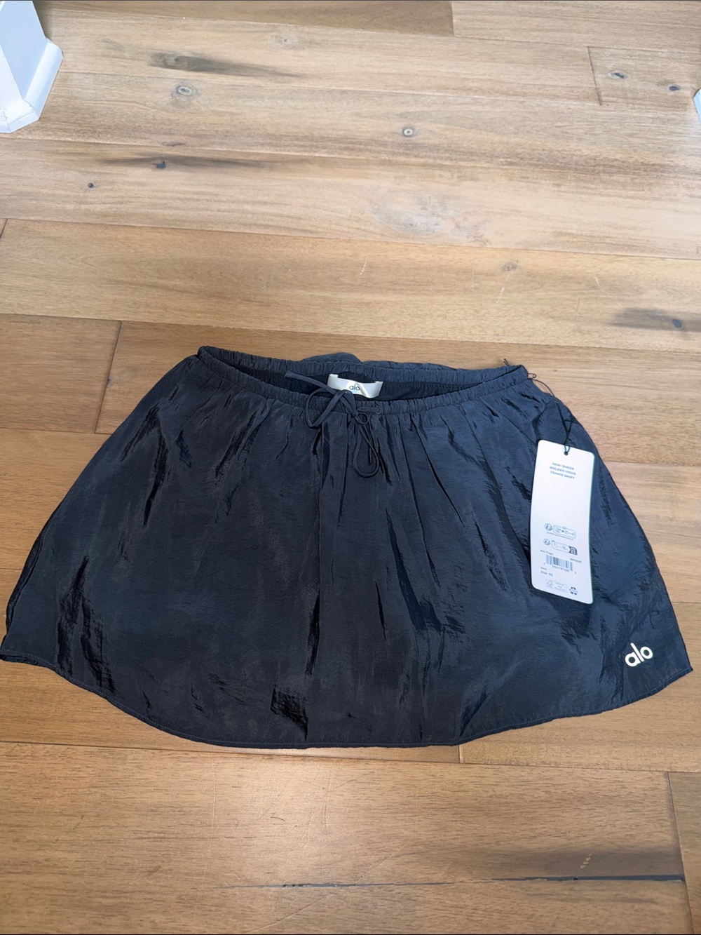 ALO Yoga new XS Semi-Sheer Golden Hour Tennis Skirt BLACK